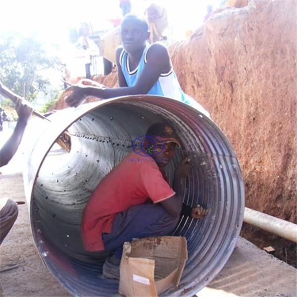 corrugated steel culvert pipe assembled by two half round part